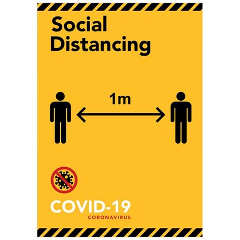 Social Distancing 1m Yellowblack Pack Of 10 Poster Sticker Sign