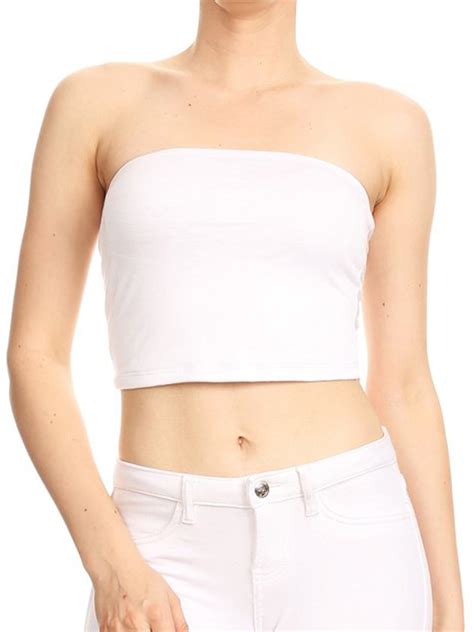 Imagenation Double Front Strapless Cropped Tube Top Large White Walmart Com Walmart Com