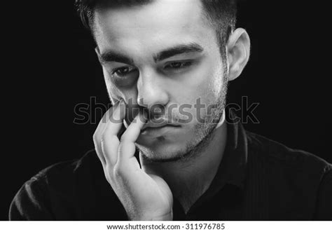 Sad Young Man Beard Wearing Black Stock Photo 311976785 Shutterstock