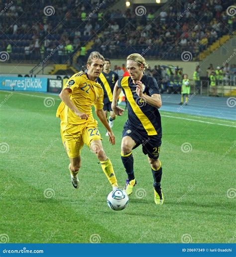 Ukraine Sweden National Teams Football Match Editorial Stock Image Image Of Blue Referee