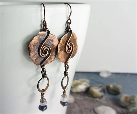 Extra Long Copper Earring Handmade Boho Earring Handmade Etsy