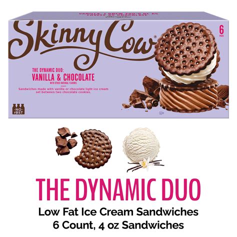 Skinny Cow Vanilla And Chocolate Ice Cream Sandwiches 6 Ct Package