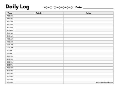 7 Best Images Of Printable Daily Log Sheets Templates Daily Work Log