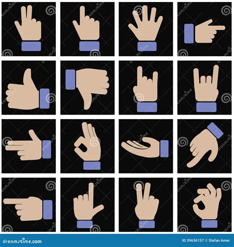 Hand Gestures Icons Set Stock Vector Illustration Of Button 39636157