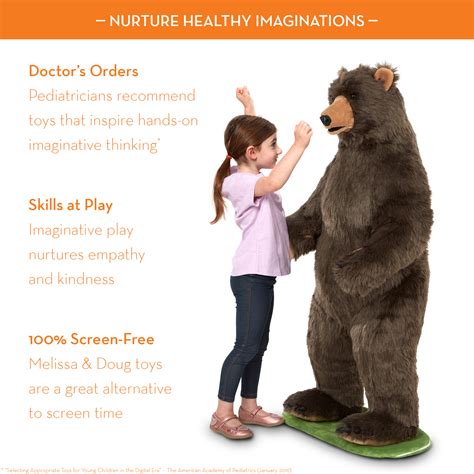 Melissa And Doug Giant Lifelike Plush Grizzly Bear Standing Stuffed