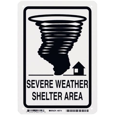 Brady 10 In X 7 In Glow In The Dark Plastic Severe Weather Shelter Area Sign 90714 The Home