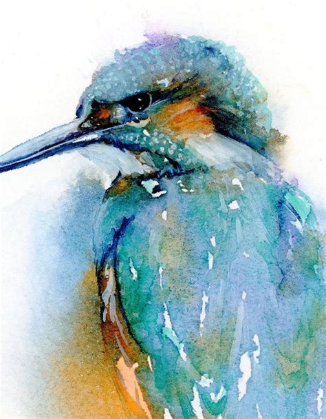 Kingfisher Print of Bird Watercolor Painting in Teal Blue | Etsy