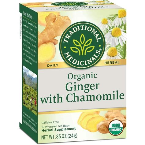 Traditional Medicinals Ginger With Chamomile Herbal Tea Organic 16 Ct