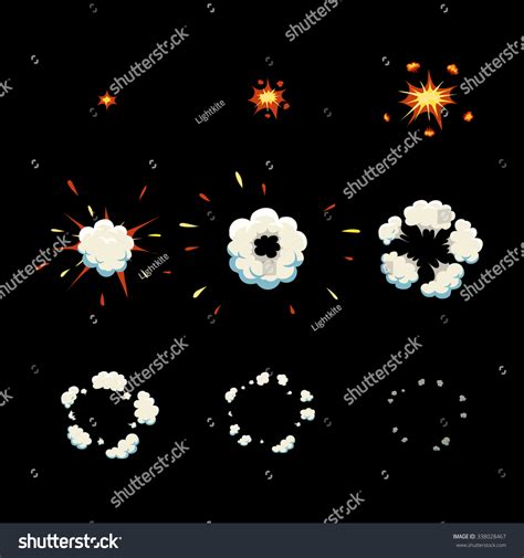 Explode Effect Animation Smoke Cartoon Explosion Stock Vector Royalty