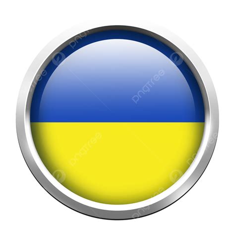 Botão Brilhante De Bandeira Da Ucrânia Png Ucrânia Botão Ucrânia