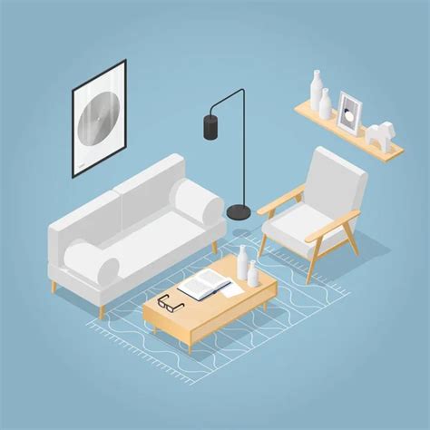 Isometric Living Room Illustration — Stock Vector © Isovector 254154880