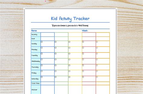 Kid Activity Tracker Printable Pdf Routine Chart Activity Etsy
