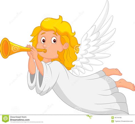 Cartoon Angel With Trumpet Stock Vector Illustration Of