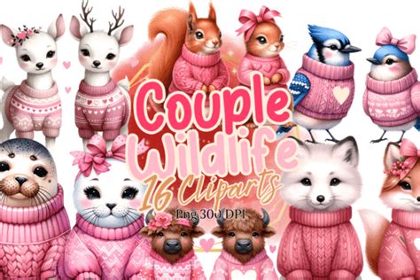 Couple Wildlife Watercolor Clipart Graphic By Brown Cupple Design