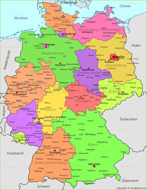 Karte von deutschland mit der hauptstadt berlin. Deutschland Karte | Deutschland politische Landkarte ...
