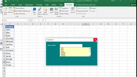 The Power Of Excel Vba Form Suggestion Box Part Listbox Autocomplete Youtube