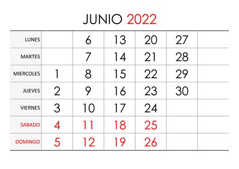Calendario Del Mes De Junio Del 2022 2022 Spain