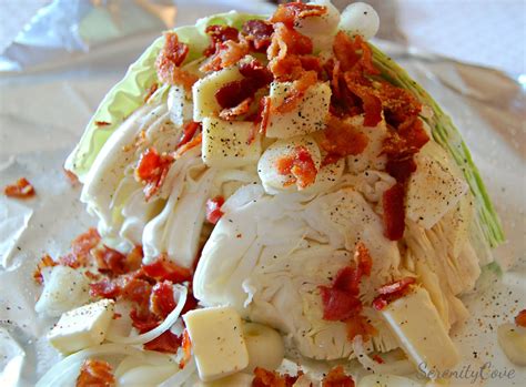 Add two thin slices of butter to each sheet of foil and top with cabbage wedge. Serenity Cove: Baked Cabbage Wedges
