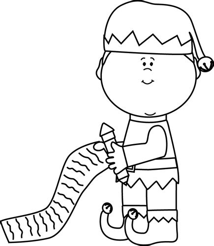 Submitted 24 days ago by itscoronateym. Black and White Elf with Christmas List Clip Art - Black ...