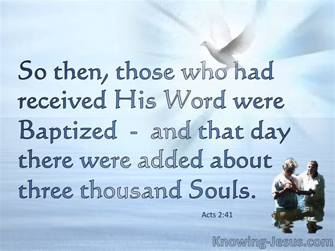Acts 241 They Received His Word And Were Baptised Blue