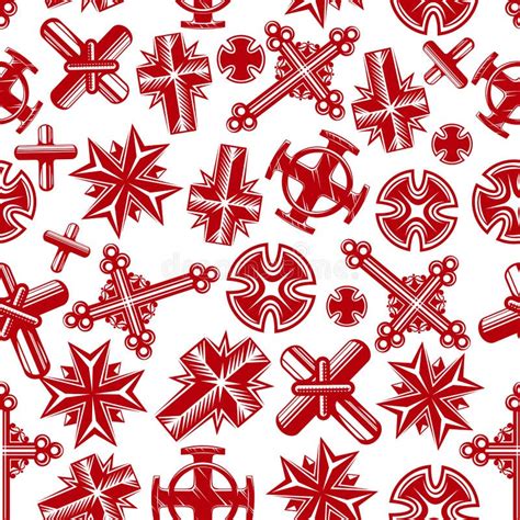 Ancient Christian Crucifixes Red Seamless Pattern Stock Vector