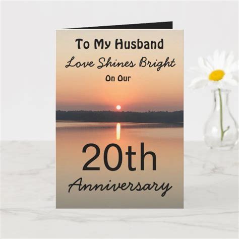 20th Love Shines Bright Husband Anniversary Card