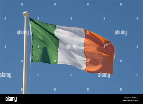 Irish Tricolour Banner Flag Flying Green White And Orange Vertical