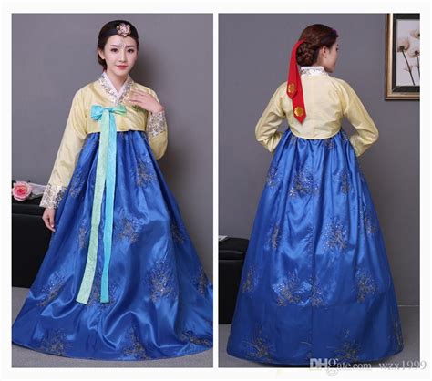 Fashion Womens Korean Embroidered Traditional Hanbok Long Sleeve