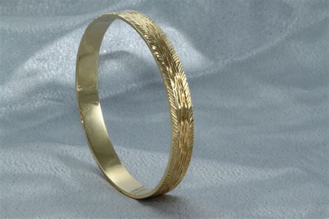 Gold Bangle Solid Gold Bangles 14k Gold Wide Bracelet For Etsy