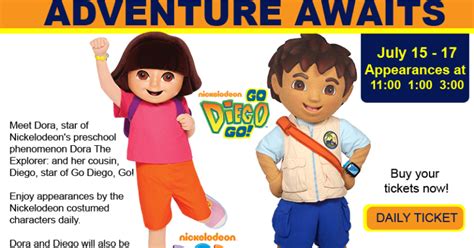 Nickjr wants to contribute to your toddlers education having with their favourite tv cartoon characters while they're learning. NickALive!: Meet "Dora the Explorer" and "Go, Diego, Go!" Characters at Tweetsie Railroad, NC ...