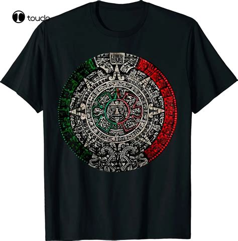 Aztec-Calendar-Sun-Stone-Mexican-Art-Carving-Maya-Mayans-T-Shirt-Black