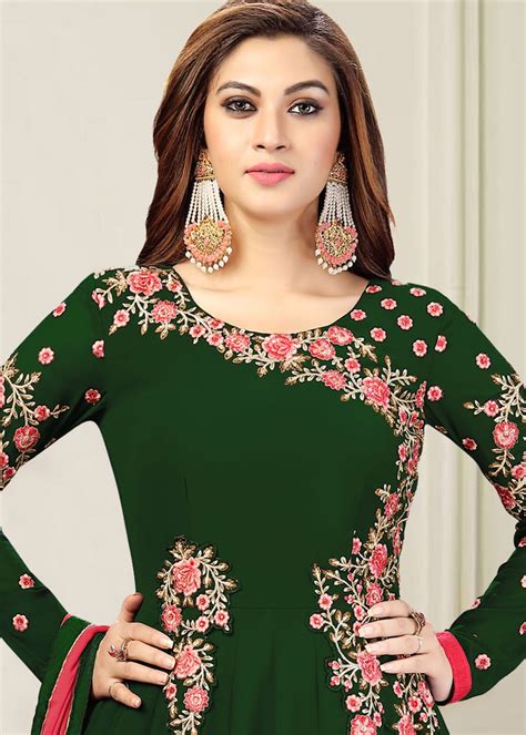 Green Embroidered Abaya Style Anarkali Salwar Kameez 4286sl03