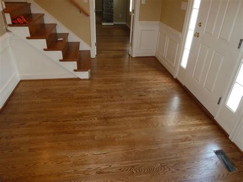Red Oak Foyer Stained With Special Walnut And Coated With A Satin