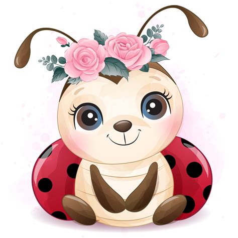 Cute Ladybird Clipart With Watercolor Illustration Etsy