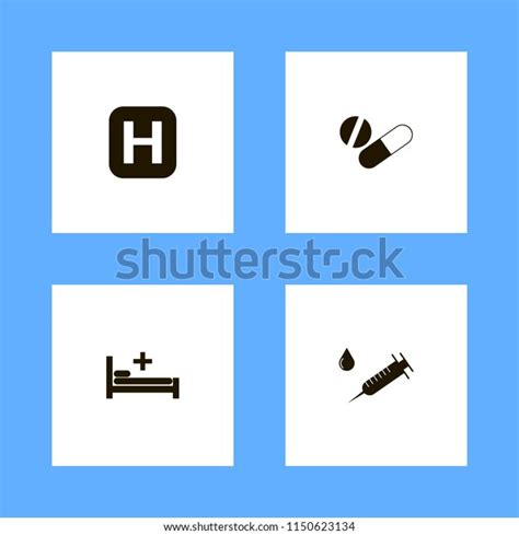 Medical Icons Hospital Bed Hospital Sign Stock Vector Royalty Free