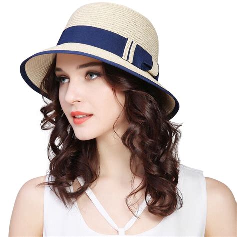 Lanzom Women Wide Brim Straw Foldable Roll Up Cap Fedora Beach Sun Hat
