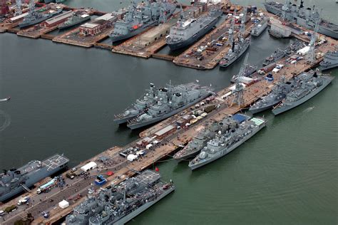 A Plethora Of Ships Docked At Portsmouth Naval Base Taking Part In The