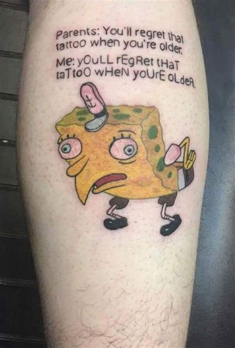 you ll regret funny post funny tattoos fails funny tattoos spongebob tattoo