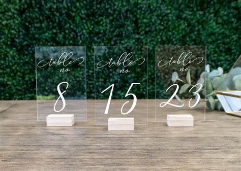 Wedding Table Numbers With Holders Clear Acrylic Etsy Wedding Table