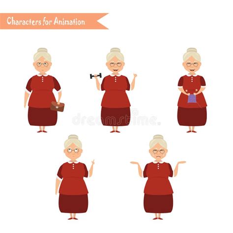 Funny Grandmother Housewife Cartoon Stock Vector Illustration Of