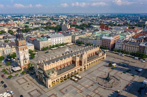 Kraków Cloth Hall Drone Aerial View Main Market Square Poland