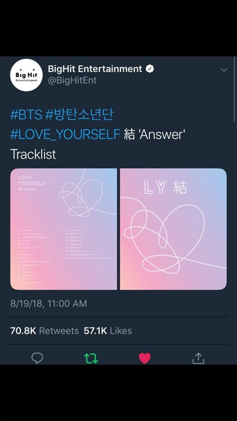 Bts Love Yourself 結 Answer Tracklist Army Shippers Amino