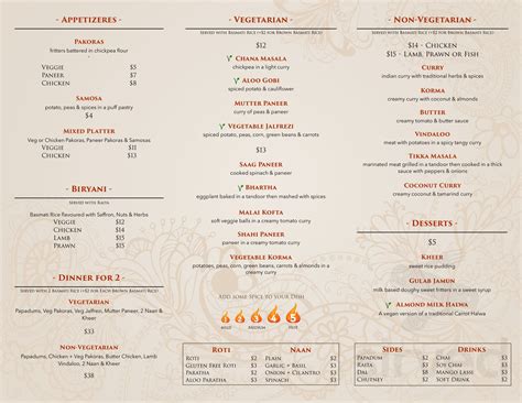 Nirvana Restaurant menu in Vancouver, British Columbia, Canada