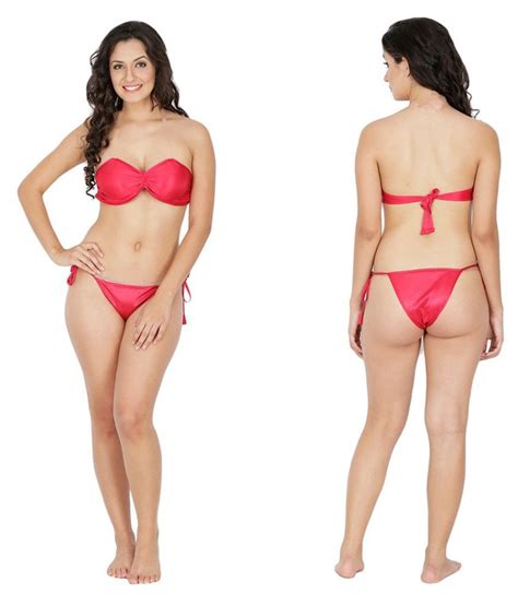 Buy Sexy Womens Satin Printed Bikini Lingerie Set Spicy Red Online At Best Prices In India