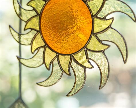 Modern Stained Glass Sun Suncatcher Custom Stained Glass Etsy