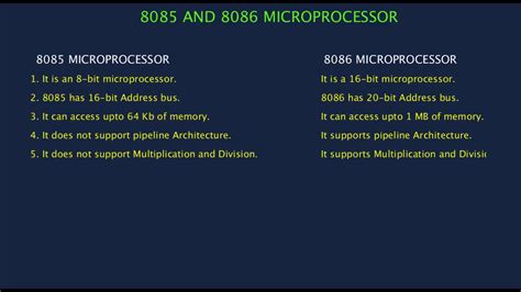 Difference Between 8085 And 8086 Microprocessor Youtube