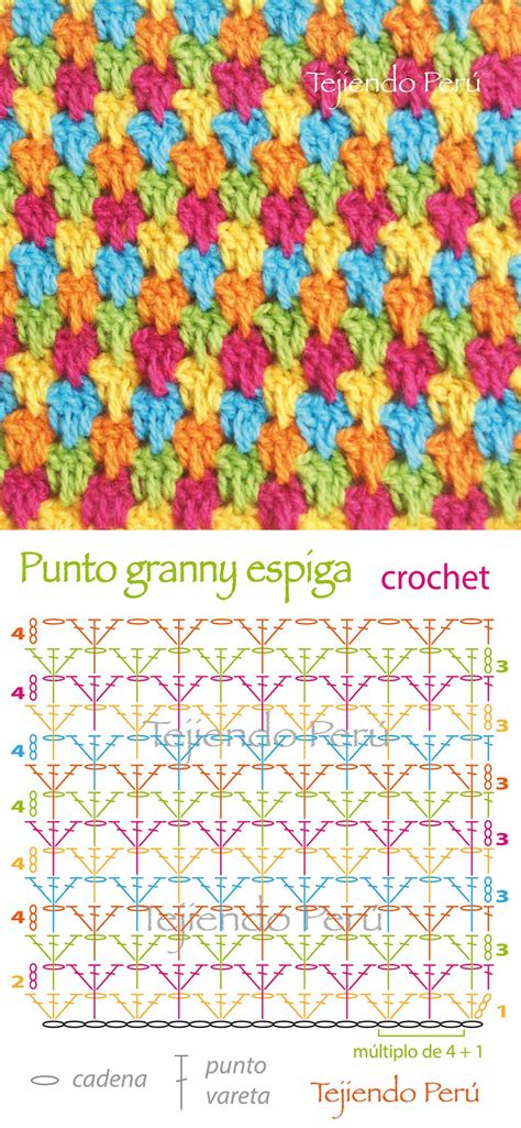 2 single crochet in 1 stitch: Crochet: diagrama del punto granny espiga! Es una ...