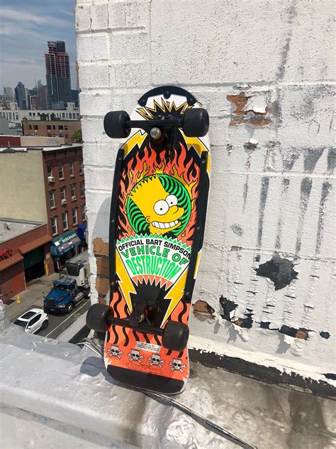 1990 Vintage Bart Simpson Vehicle Of Destruction Complete Skateboard By