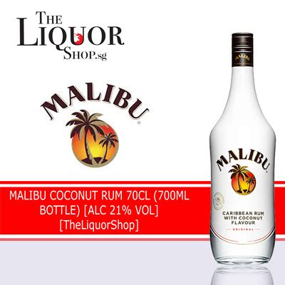 Rum liqueur malibu with coconut flavor can be drunk in its pure form or used to make cocktails. Qoo10 - TheLiquorShopMALIBU COCONUT RUM 70CL (700ML BOTTLE) ALC 21% VOL : Drinks & Sweets