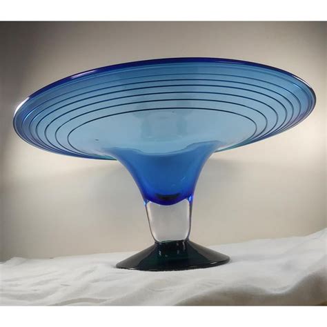 Signed Richard Blenko Pedestal Bowl Art Glass Year 2000 Special Designer Series Chairish